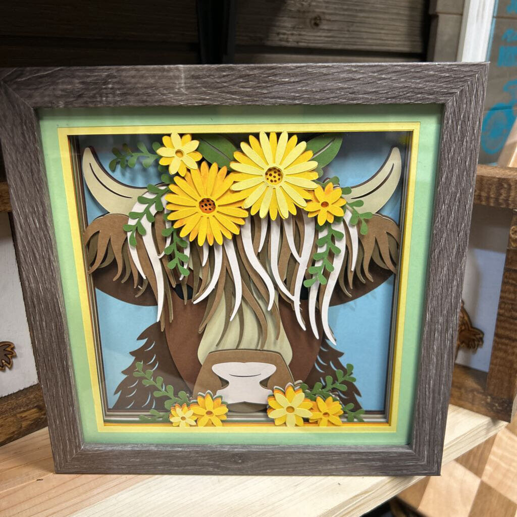 Highland Cow Shadowbox