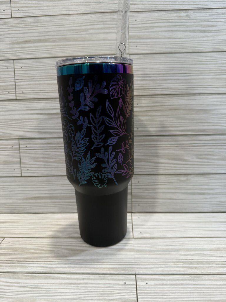 Holographic leaves 40 oz tumbler