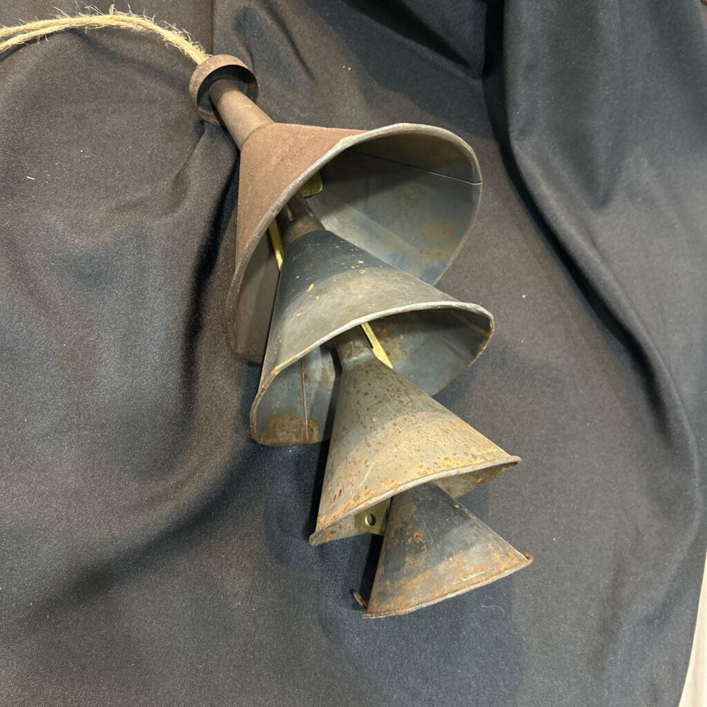 Rusty oil funnel wind chime