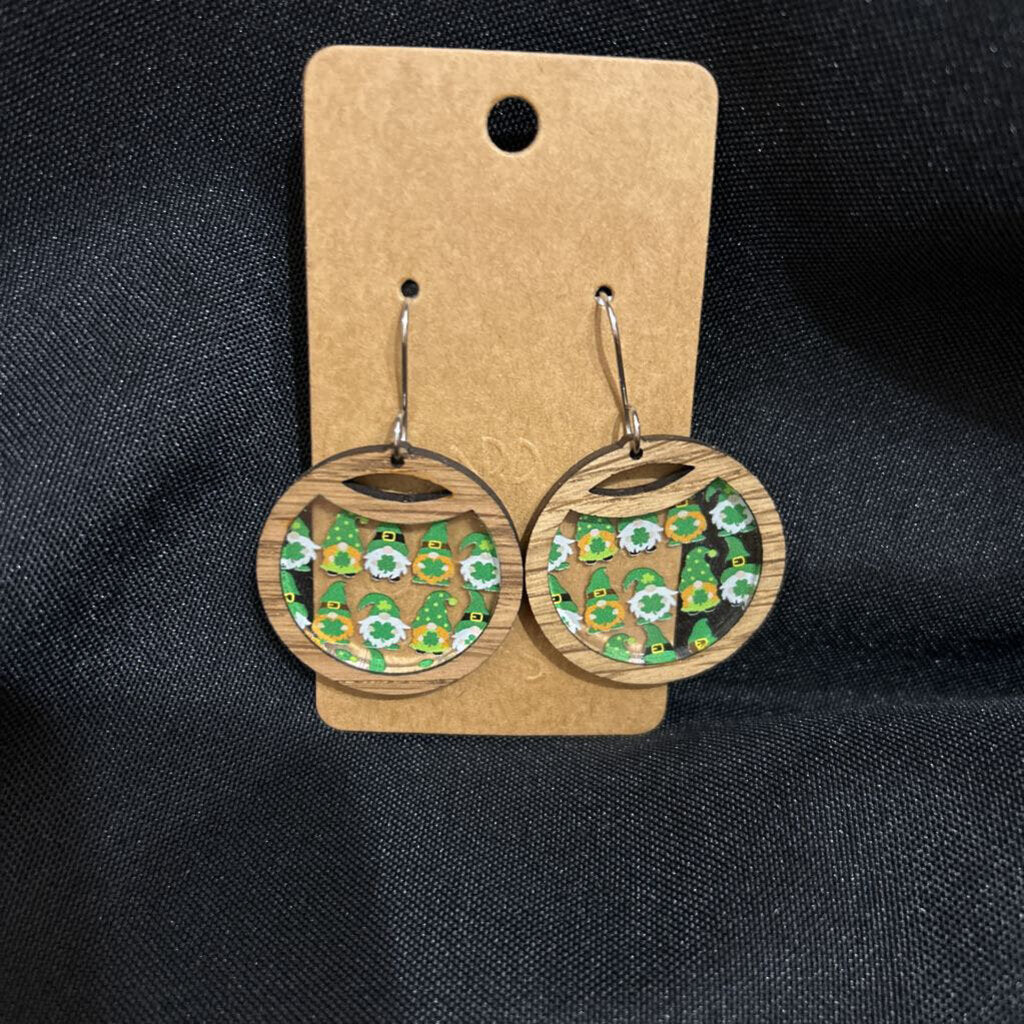 Gnome Shamrock Inlay Eclipse Earring