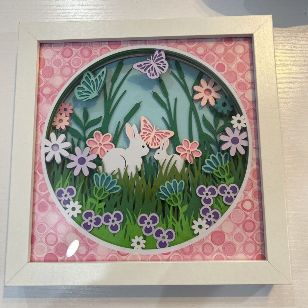 Spring Bunnies White Shadowbox
