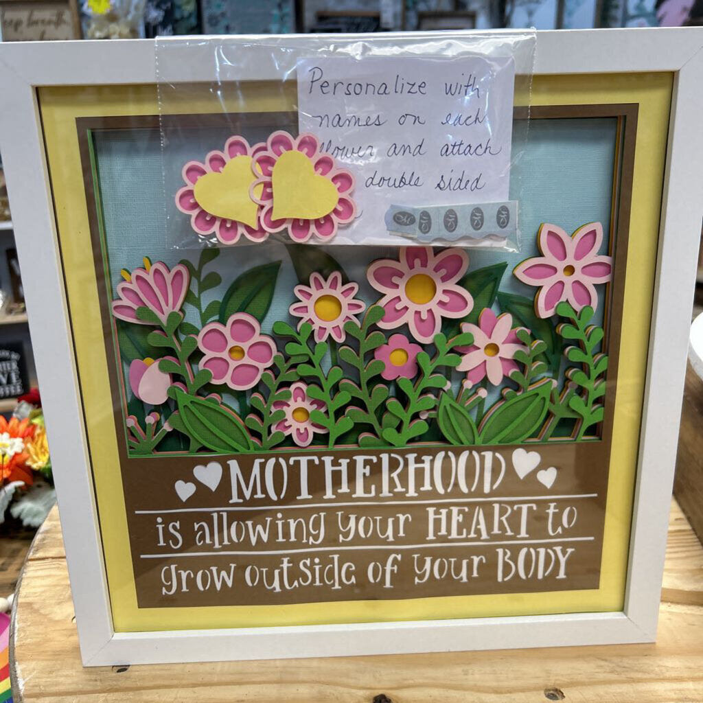 Motherhood (personalized), white framed shadowbox