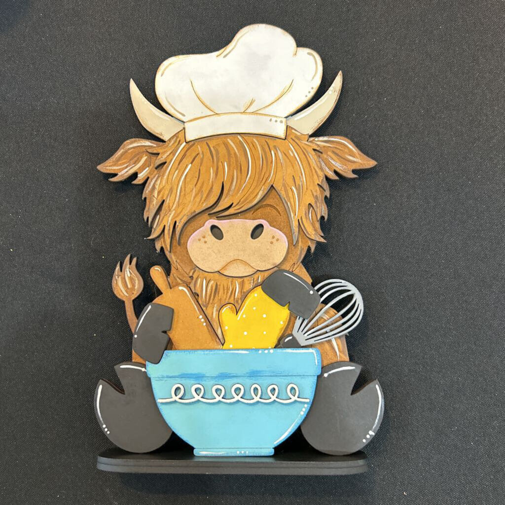 Baking Highland Cow Shelf Sitter Blue
