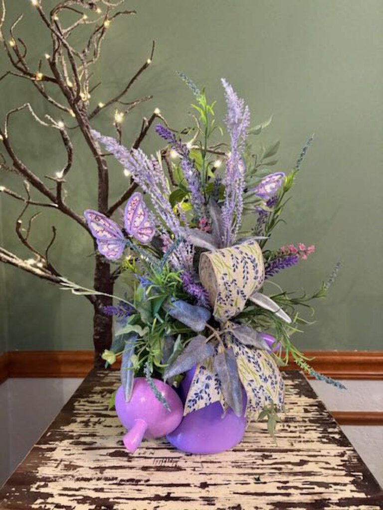 Floral Purple Teapot Planter