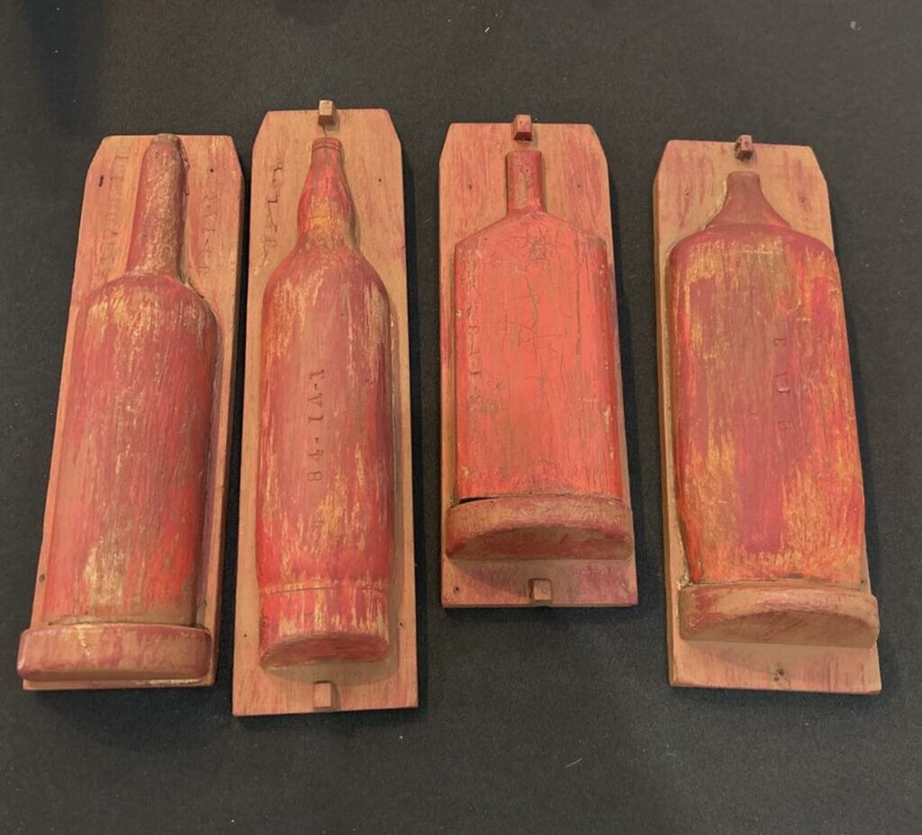 Antique Wooden Wine Bottle Mold-Set of 4