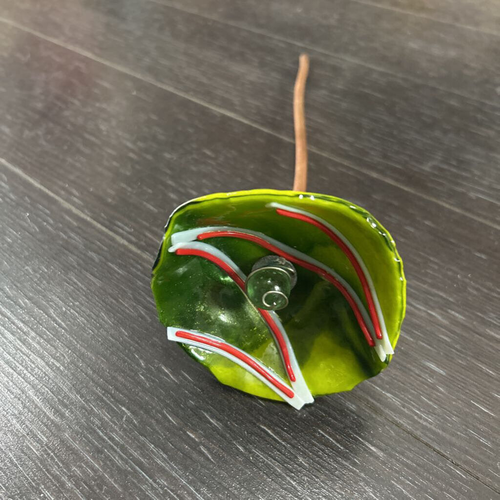 Bee Bath Garden Stake; green with red stripes