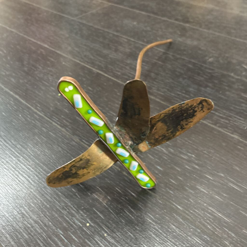 Dragonfly Garden Stake; green, pink, blue