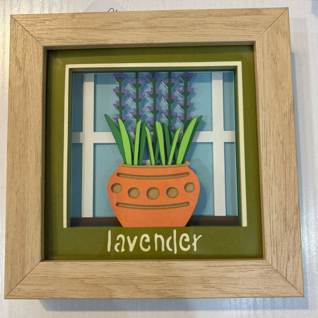 Framed Lavendar Pot Shadowbox