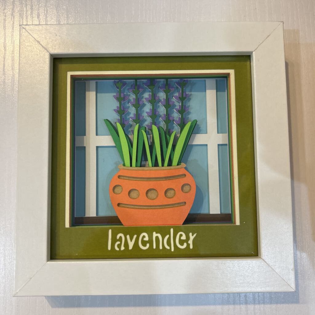 Framed Lavendar Pot Shadowbox