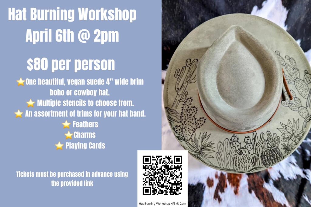 Hat Burning Workshop (Half Now/Half Day of)