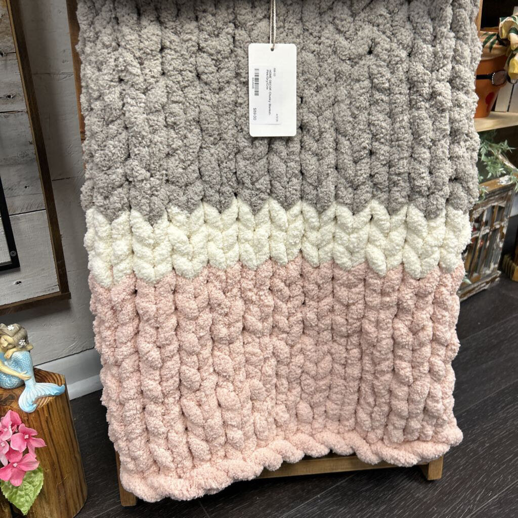 Chunky Blanket-Pink/Gry/Crm