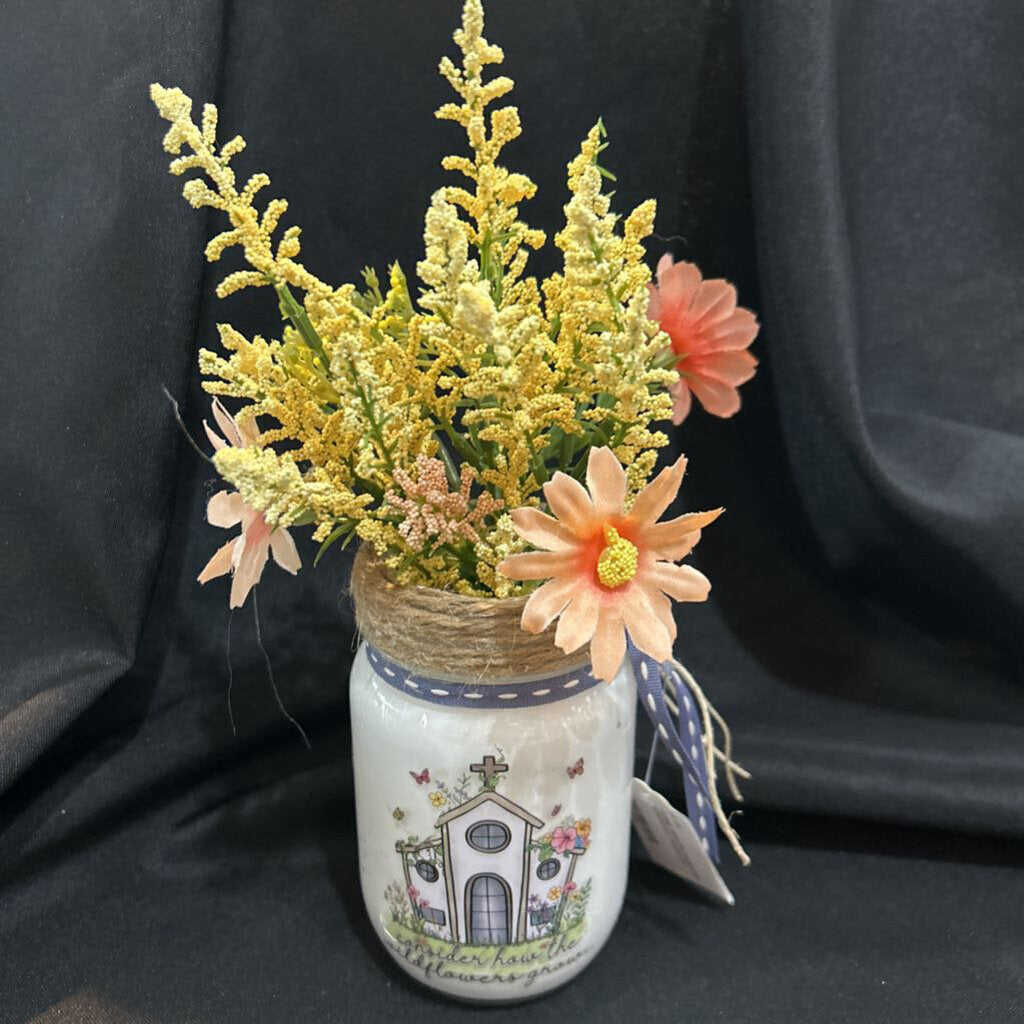 Decorative wildflower mason jar