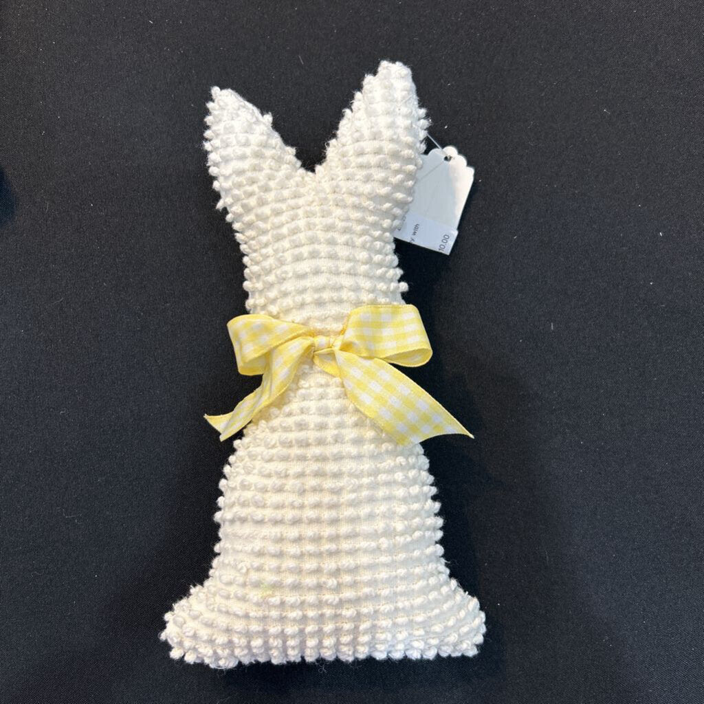 Chenille Bunny with yellow chkd ribbon
