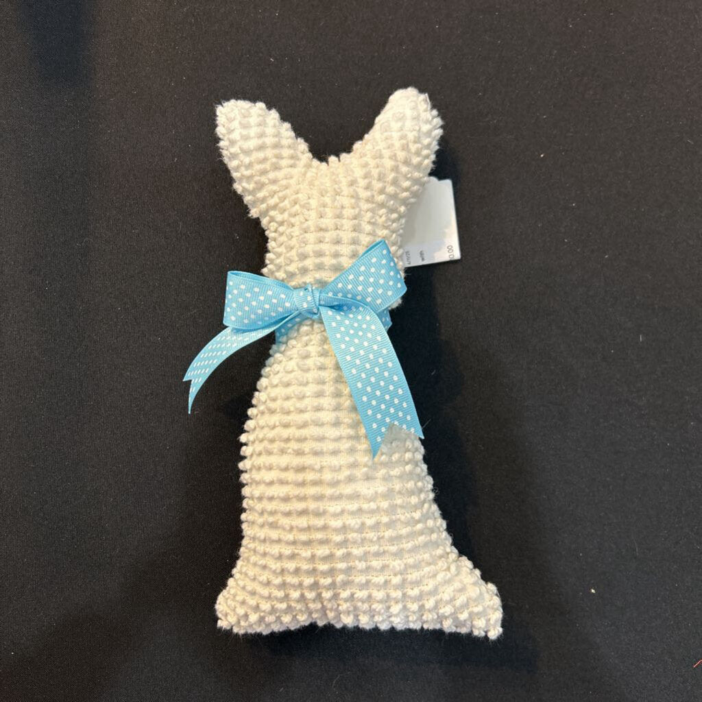 Chenille Bunny with blue polka dot ribbon