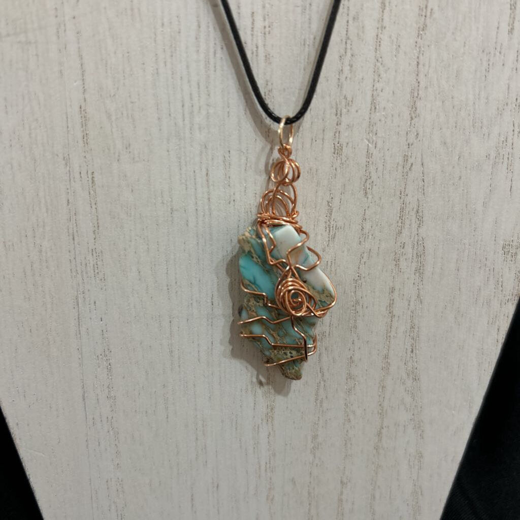 Corded Copper Twisted Agate Necklace