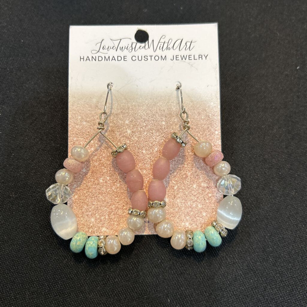 Wire wrapped Hoop Earrings with various semi precious stones