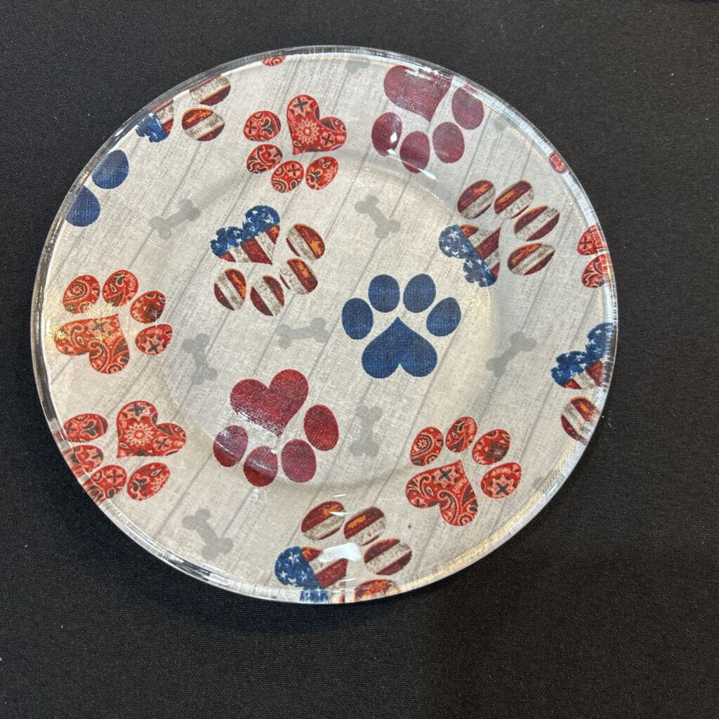 Small Patriotic Paw Prints Plate