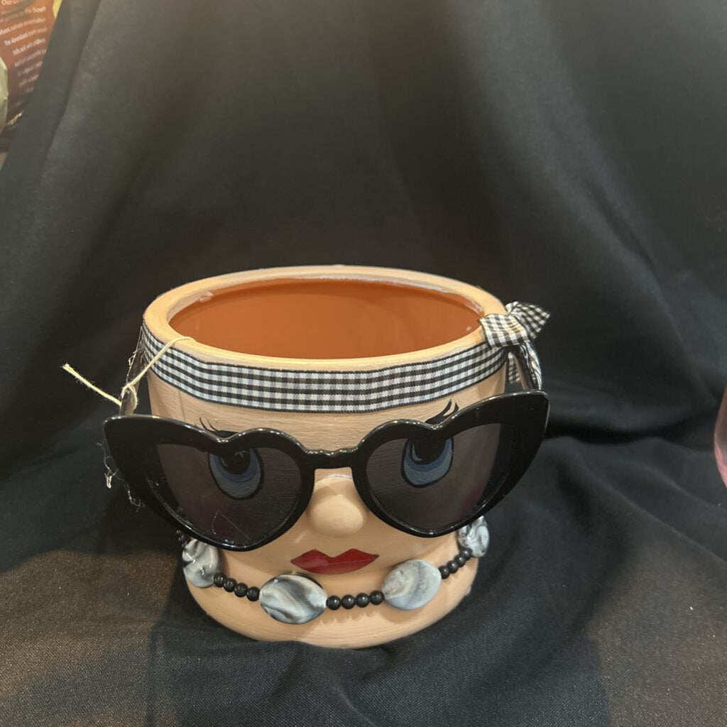 Clay Pot Girl-Black Heart Glasses
