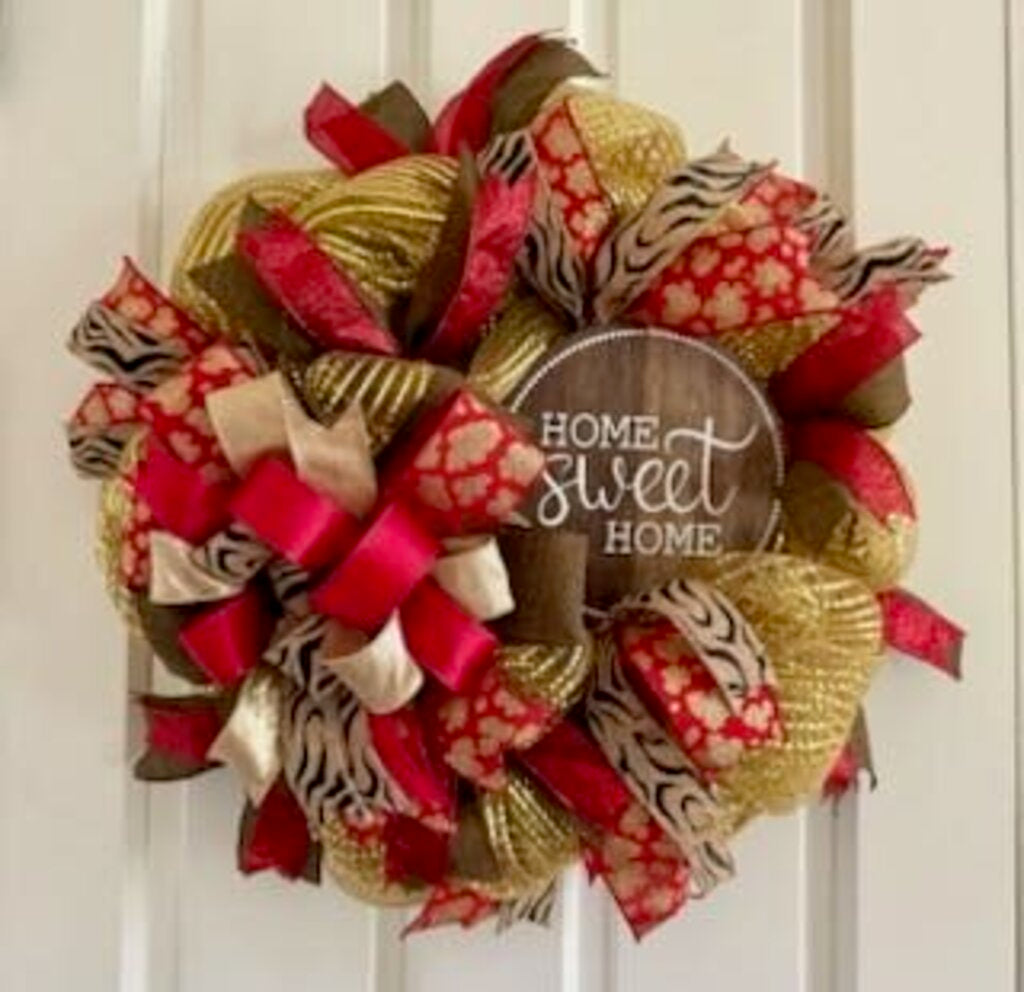 Home Sweet Home (Gold/Red) Wreath