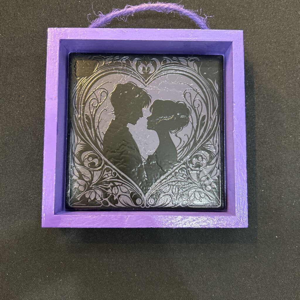 Couple Silhouette Painted Tile