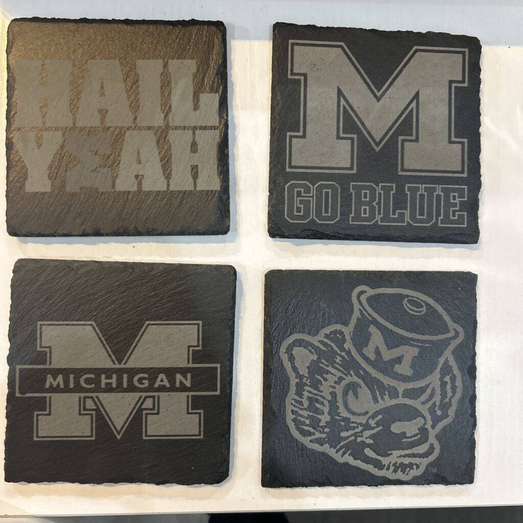 Engraved Slate Coasters Michigan Set 4
