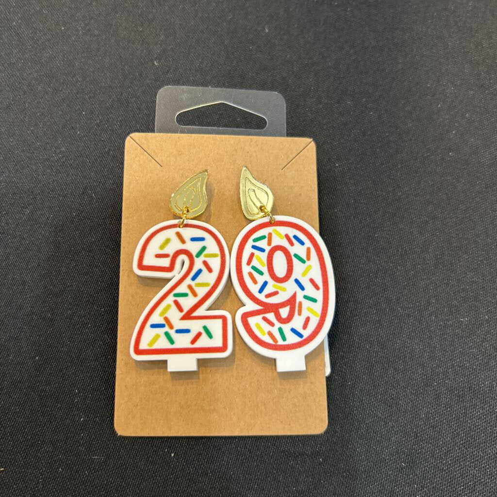 Birthday Candle Earrings Red Outline