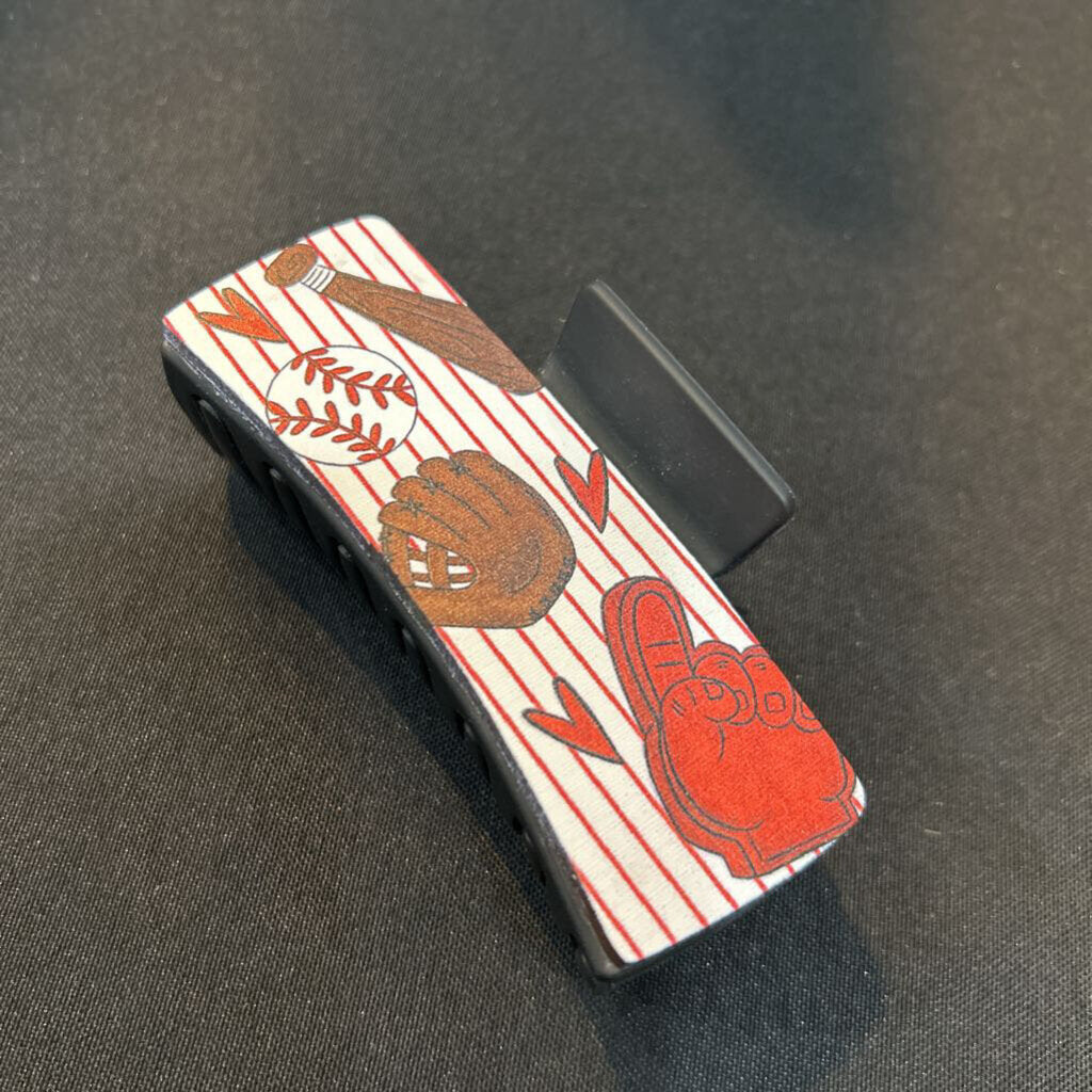 Baseball Pinstripe 4in Hairclip