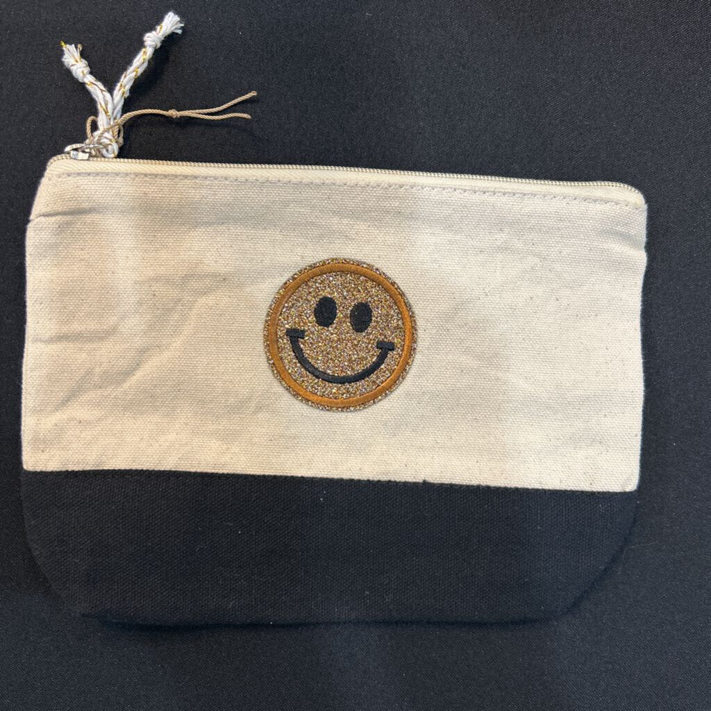 Zip Bag-Smiley Face, Bronze Black Bottom