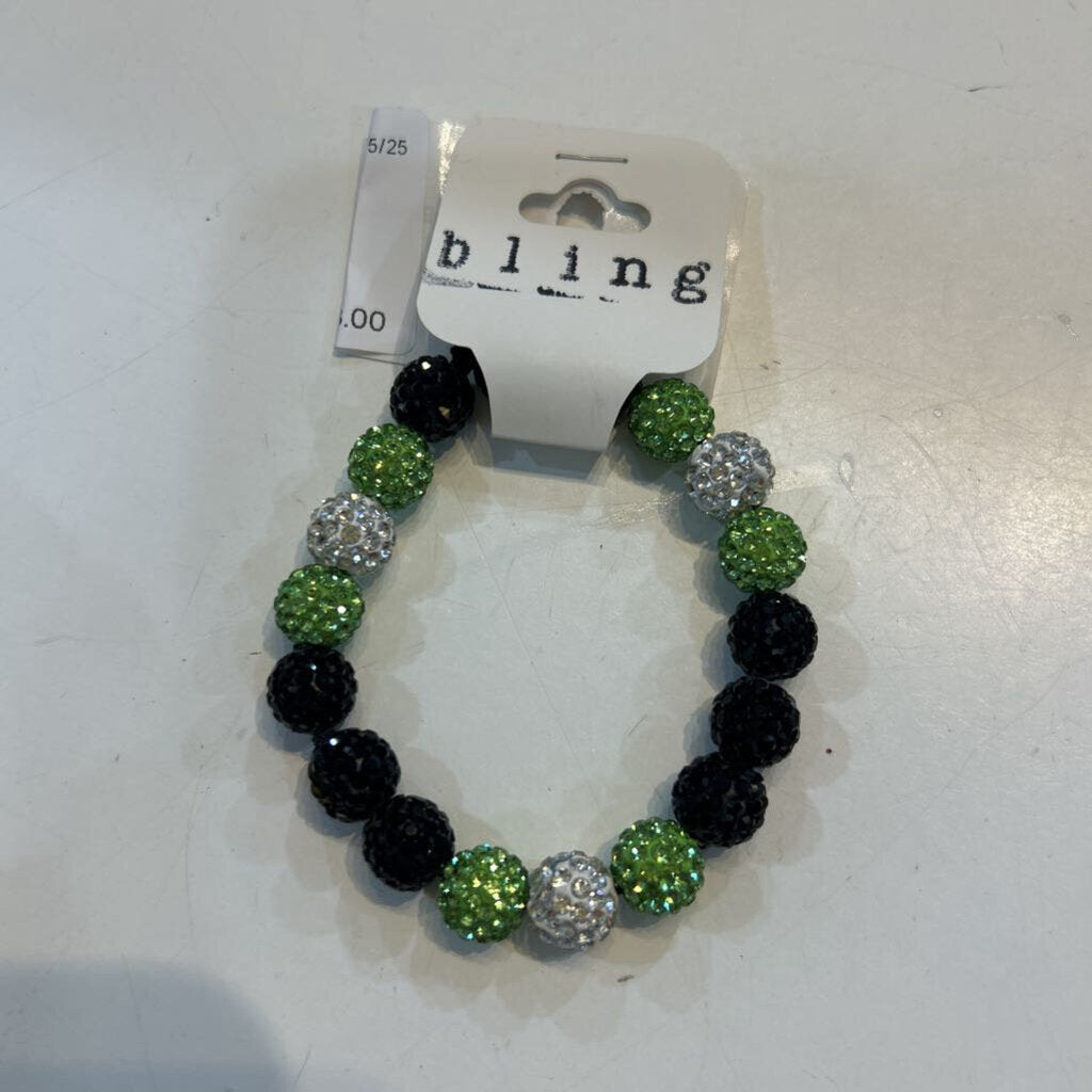Bling Bracelet-Black, Green & Silver