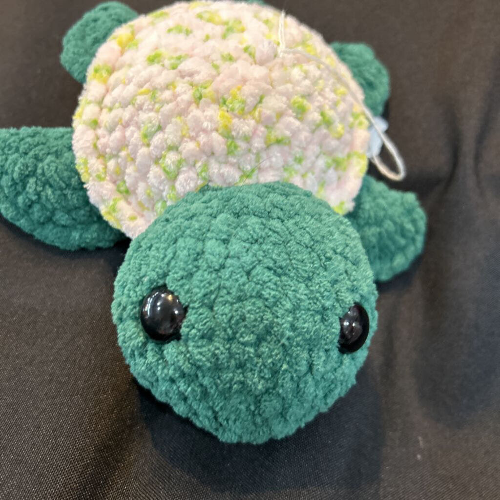Crochet Green Turtle Pink Shell