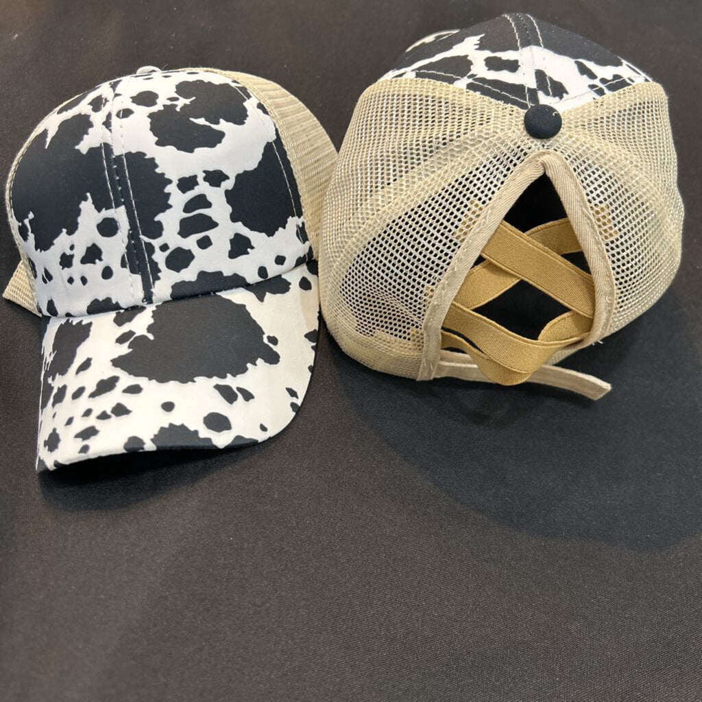Baseball ponytail cap in Cow print
