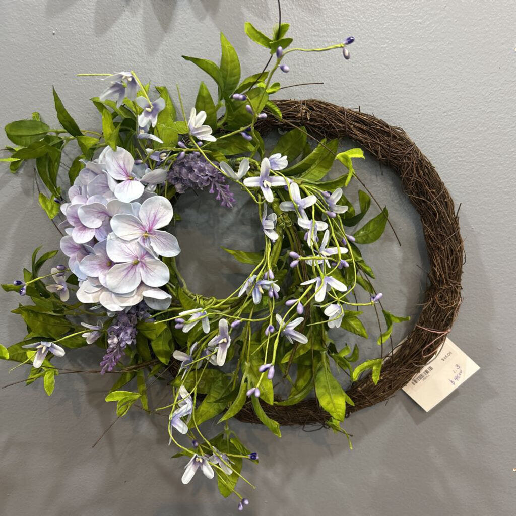 Floral grapevine purple floral wreath 1.3