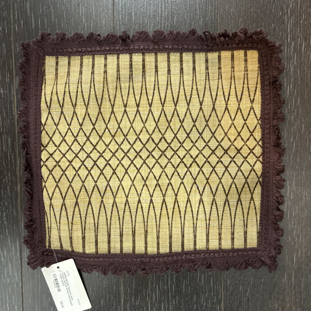 Tapestry with Brown, Gold & Cream with brown fringe