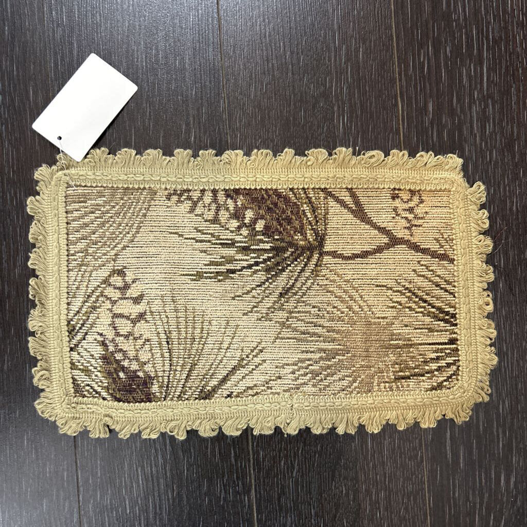 Tapestry with Green, Brown Cream with green fringe