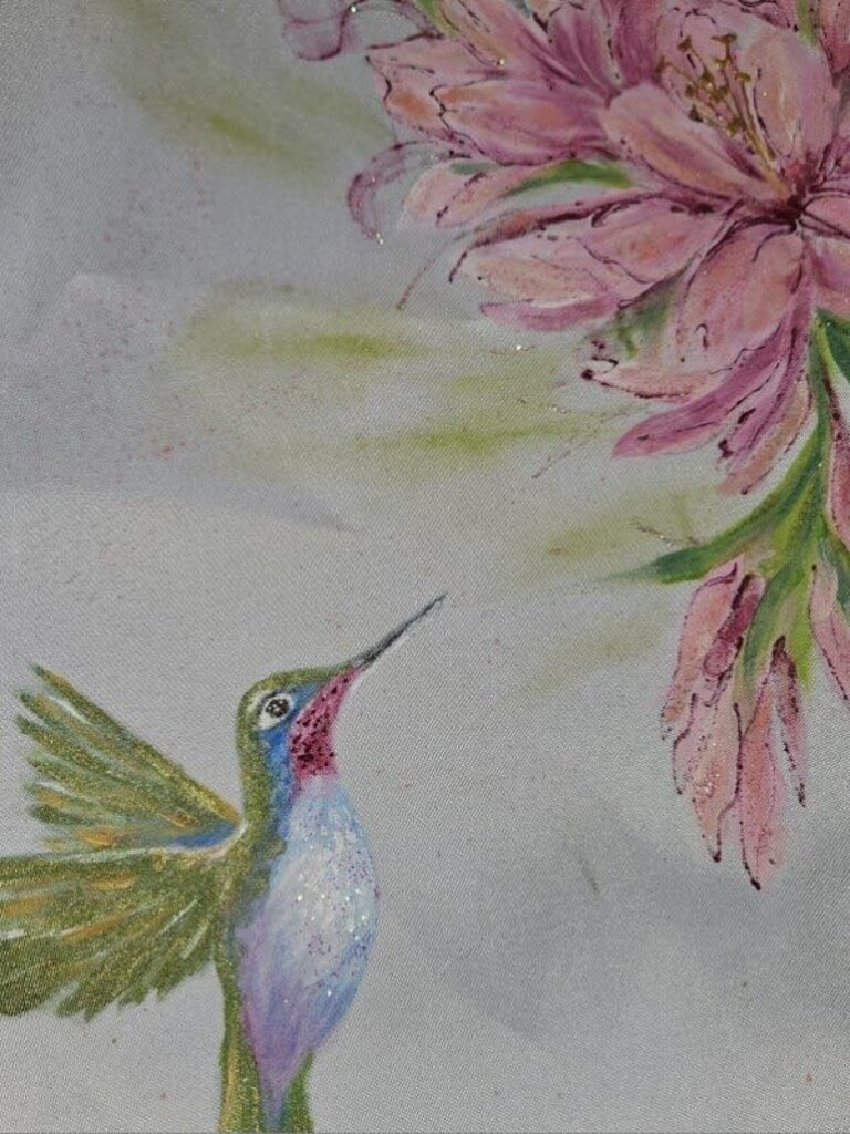 Apron, Hummingbird, Pink Flowers