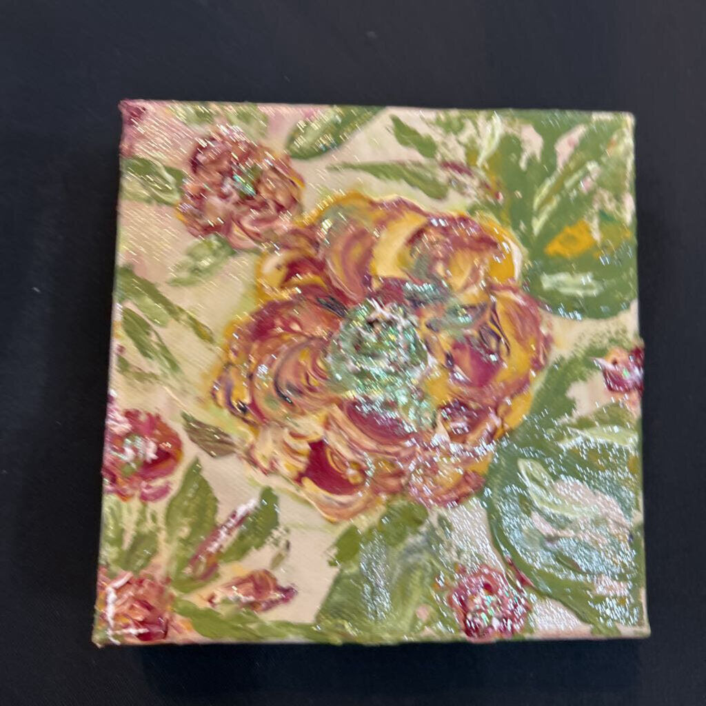 Canvas, Large Flower & Green Leaves