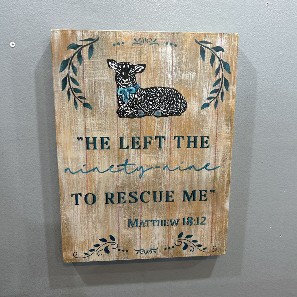 Matt 18:12 Lamb, Turq Letters, Tan/Brown