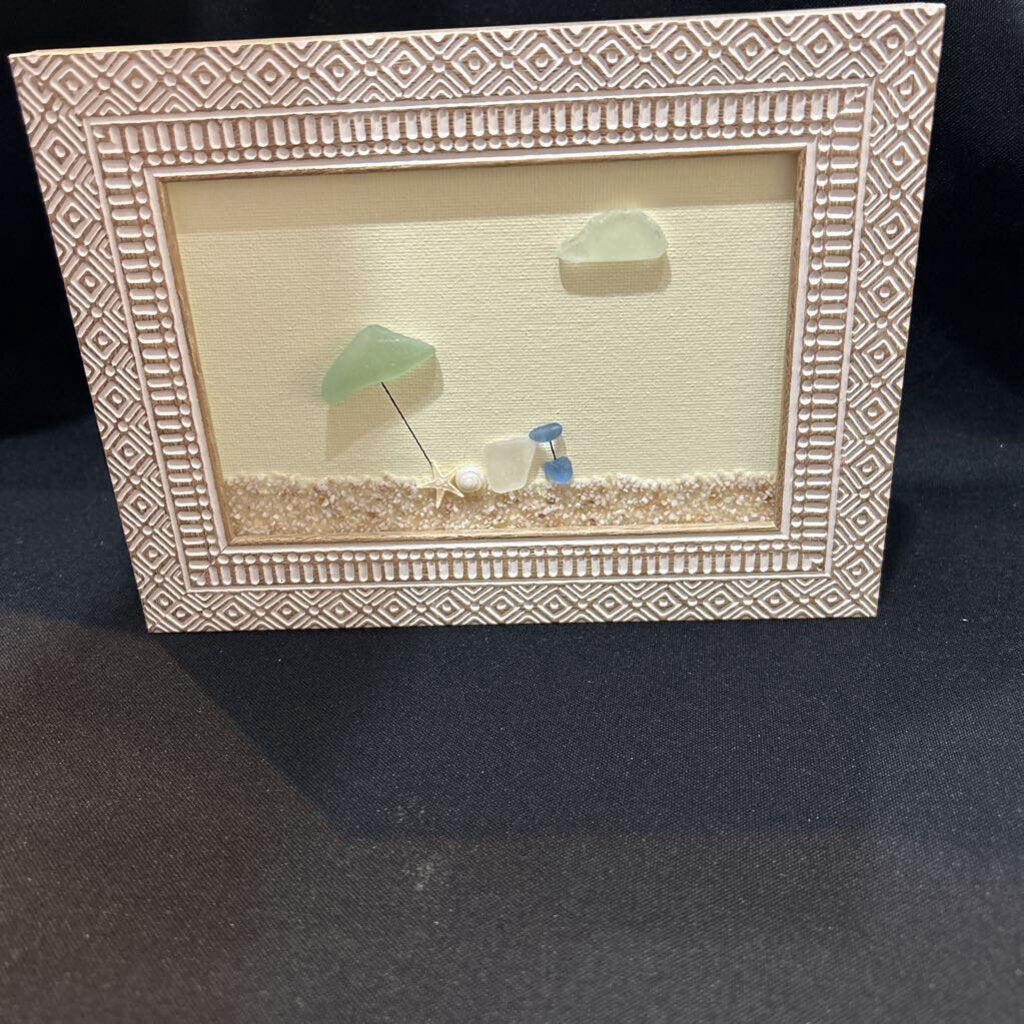 4x6 Frame, yellow matte, beach umbrella, sand/bucket