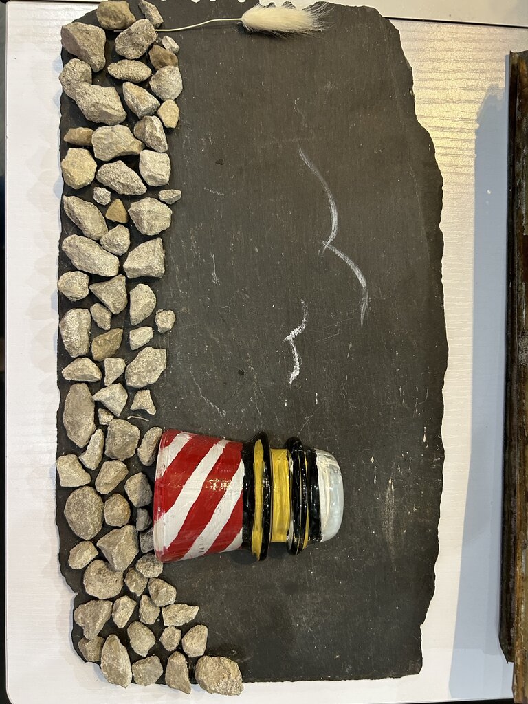 Hand Painted Vintage Insulator On Slate