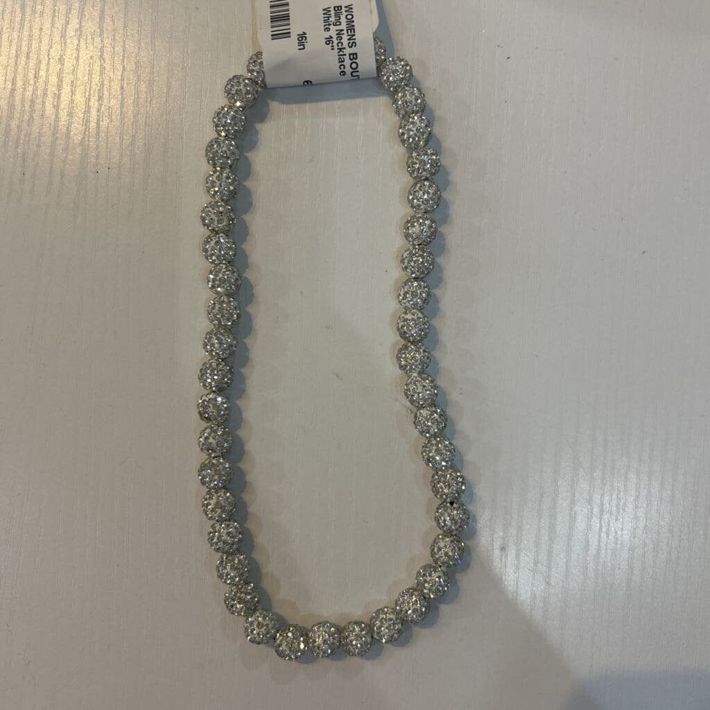 Bling Necklace White 16"