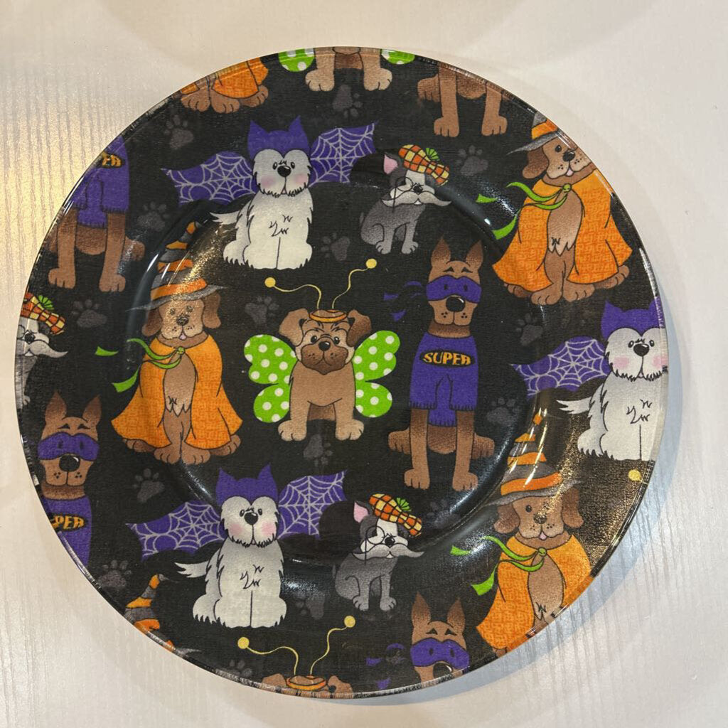 Large Glass Plate; Dog Halloween Costume