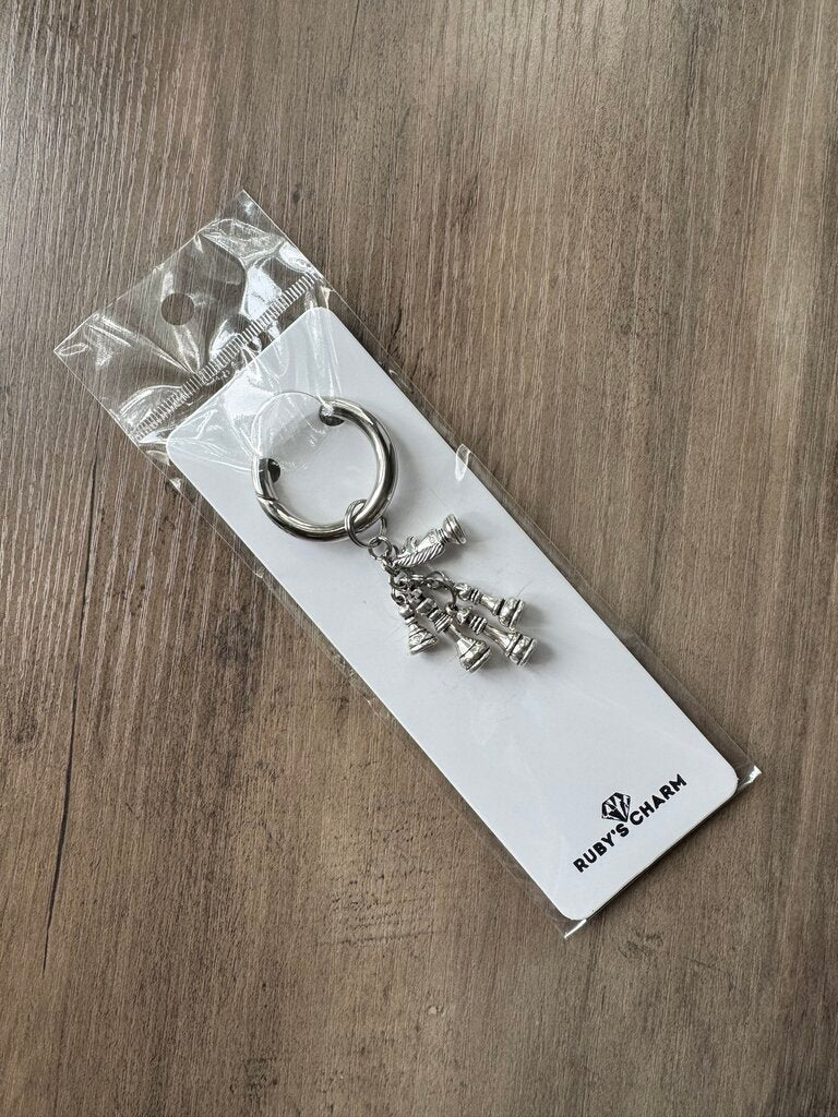 Charm Keychain-Silver Chess Pieces