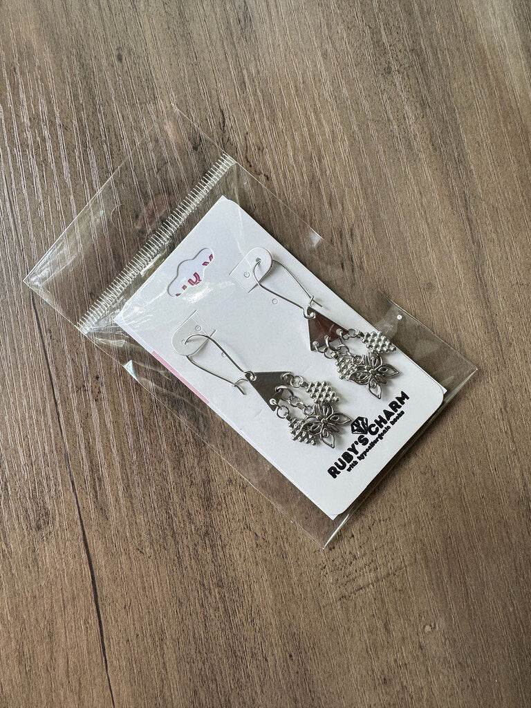 Dangle Earring-Triangles w/Butterflies
