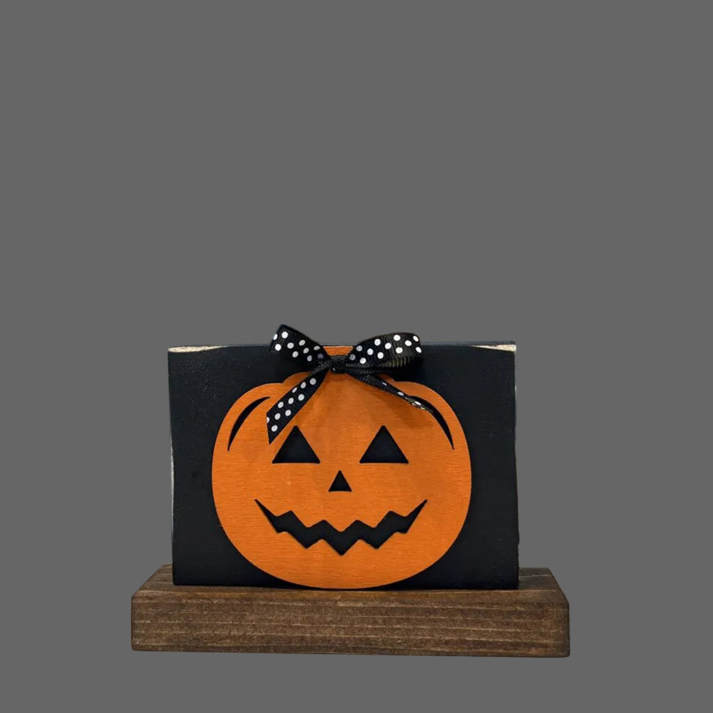 Black Wood sign w/base Jack O'Lantern