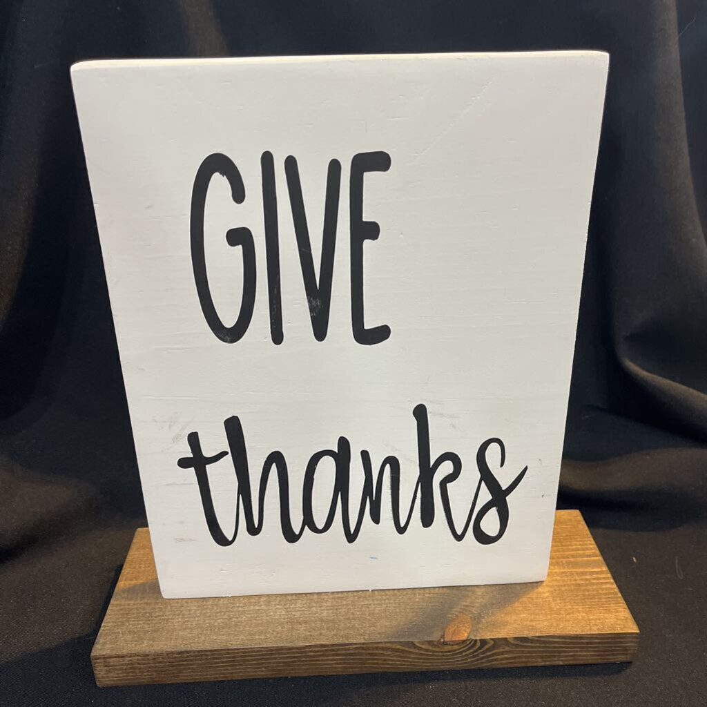 Wood Reversible Sign Hello Fall Give Thanks