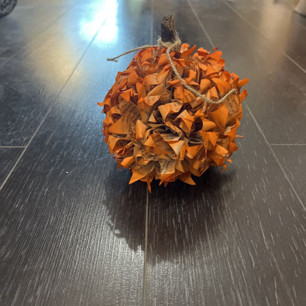 Small Rustic Book Page Pumpkin