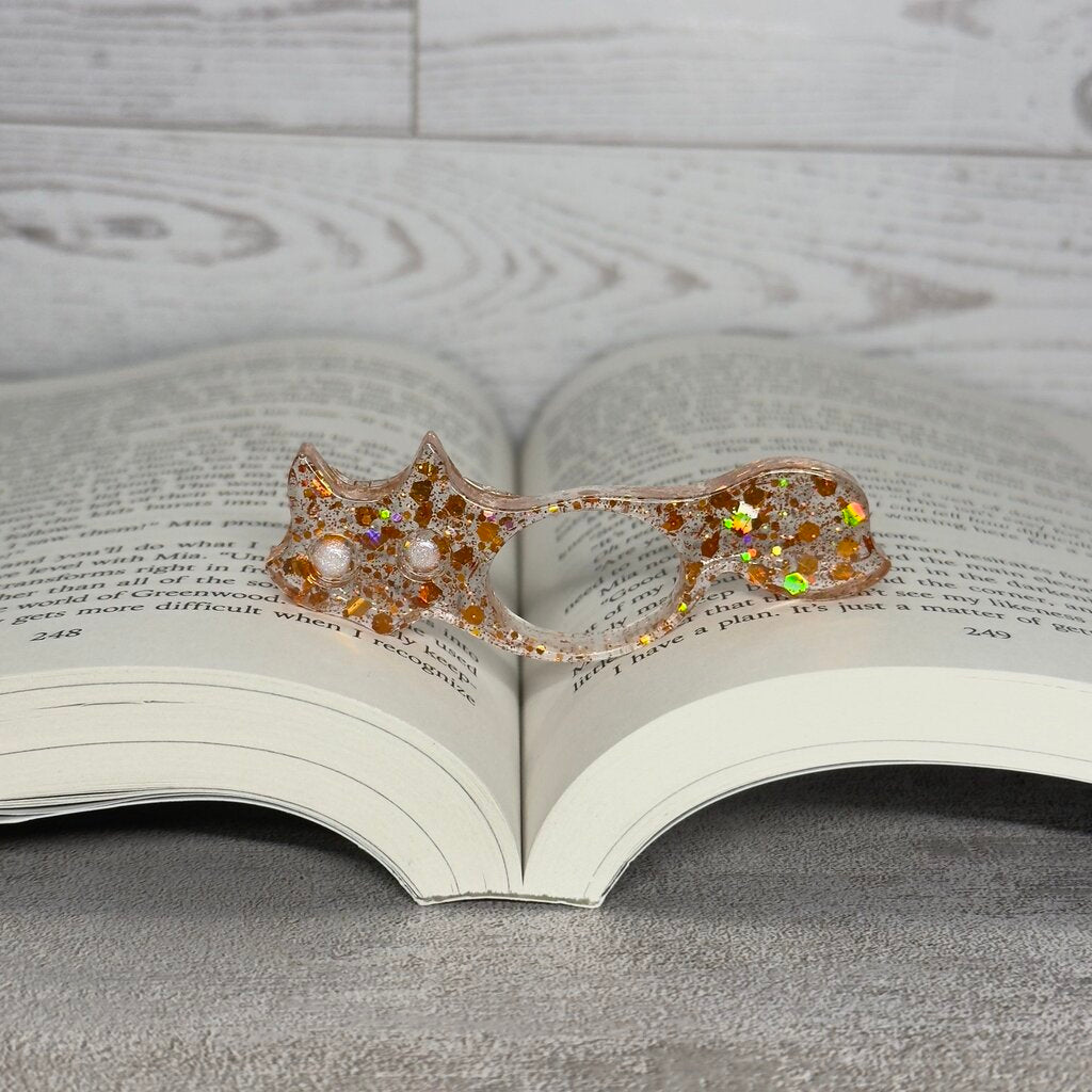 Autumn Glitter Resin Cat Book Page Holder