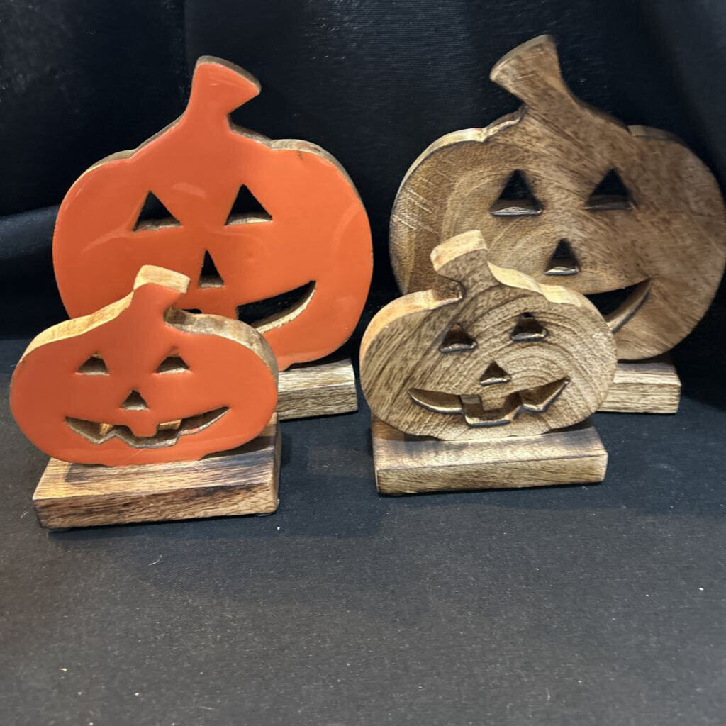 Set of 2 Orange Enamel/Rustic Jack O' Lanterns