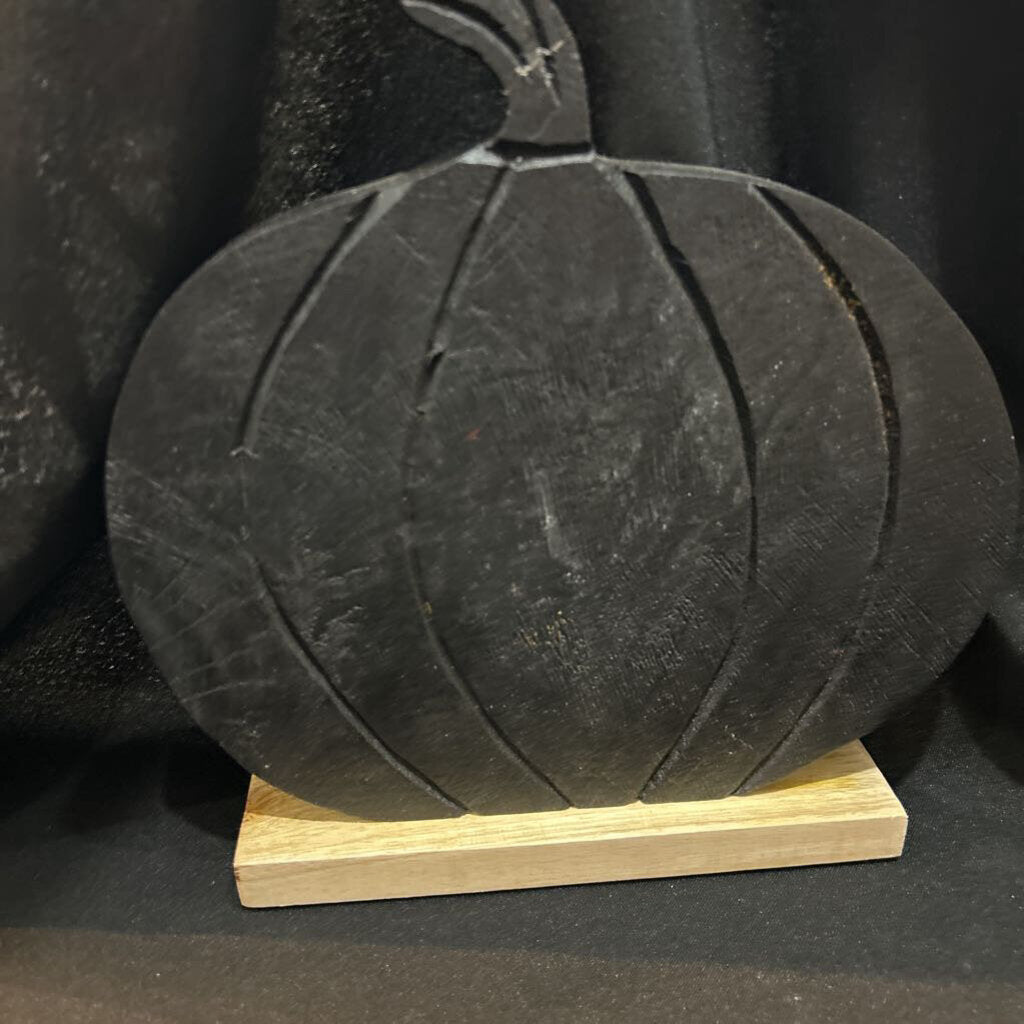 Black Pumpkin on Stand