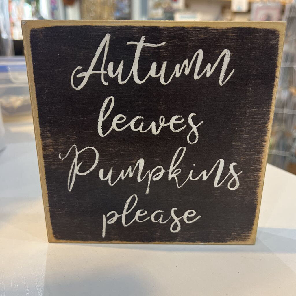 Wood Sign Autumn Leaves